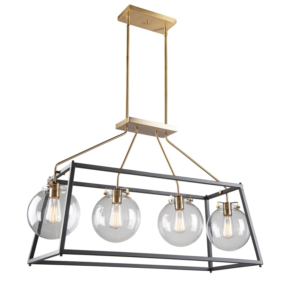 Bridegtown 4 Light Cage Pendant in Black & Harvest Brass