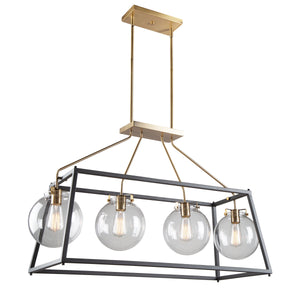 Bridegtown 4 Light Cage Pendant in Black & Harvest Brass