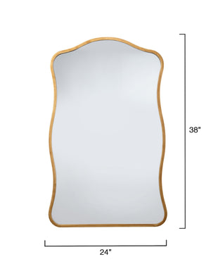 Aurora Wavy Iron Wall Mirror, Antique Brass