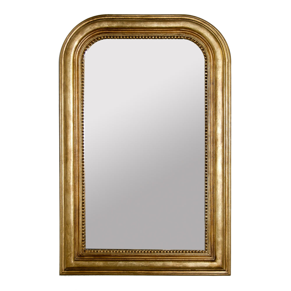 HAND CARVED GOLD LEAF CURVED TOP RECT MIRROR
