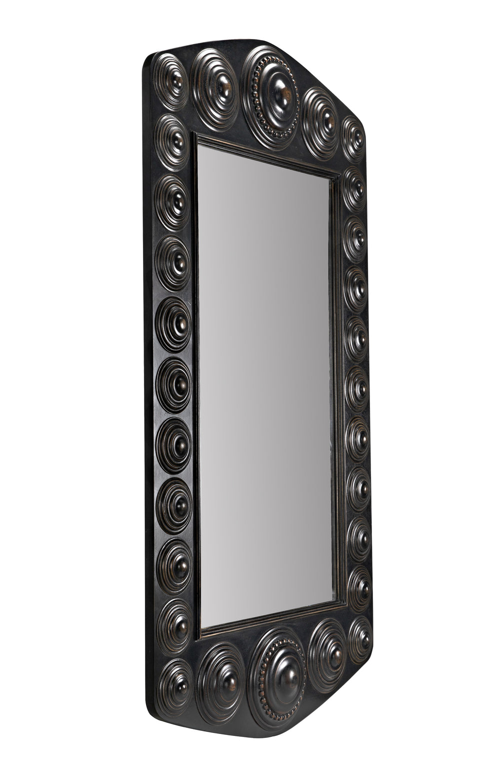 Nanna Mirror, Hand Rubbed Black with Light Brown Trim