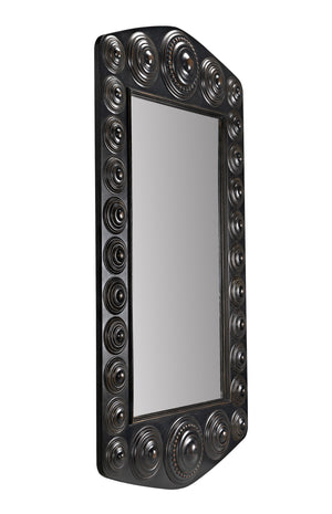Nanna Mirror, Hand Rubbed Black with Light Brown Trim