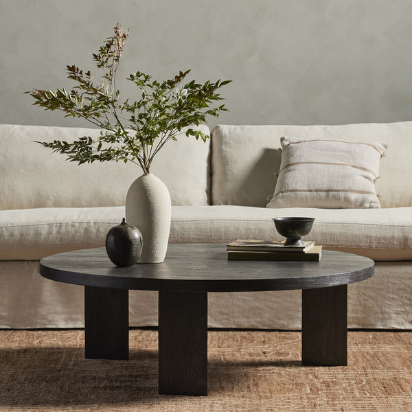 Mesa Large Round Coffee Table In Ebony