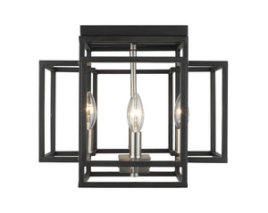 Titania 4 Light Flush Mount in Black + Brushed Nickel Finish