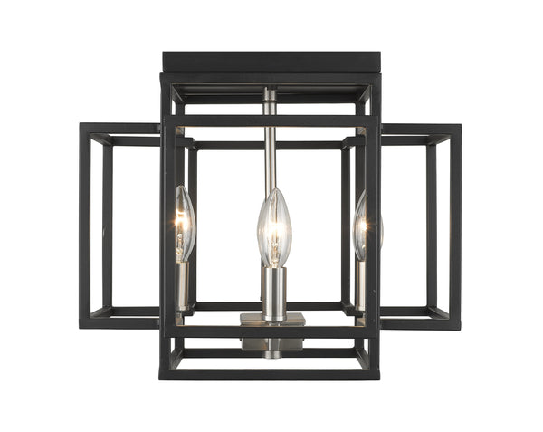 Titania 4 Light Flush Mount in Black + Brushed Nickel Finish