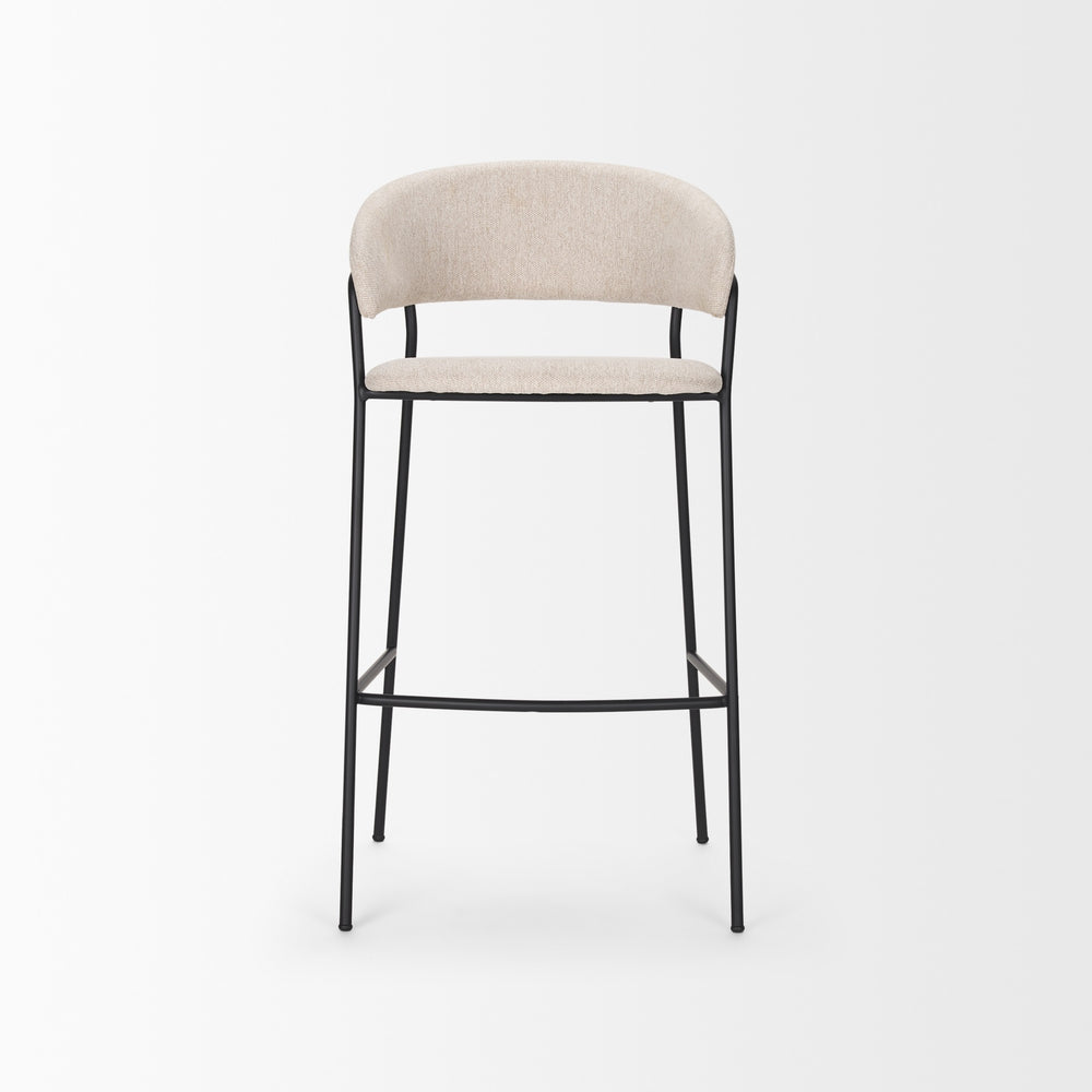 Carolyn Bar Stool w/ Oatmeal Fabric & Matte Black Metal