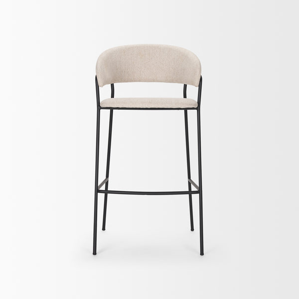 Carolyn Bar Stool w/ Oatmeal Fabric & Matte Black Metal