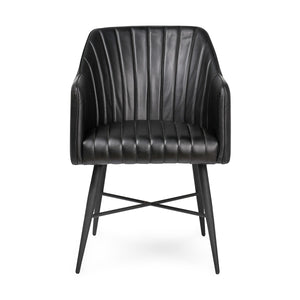 Leon Leather Dining Chair - Midnight Raven
