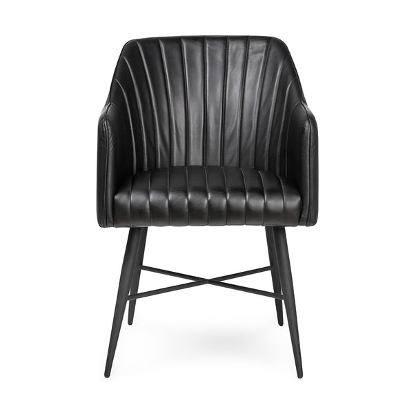 Leon Leather Dining Chair - Midnight Raven