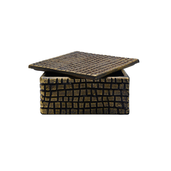 SMALL BRASS ALUMINUM BOX WITH REPTILE TEXTURE