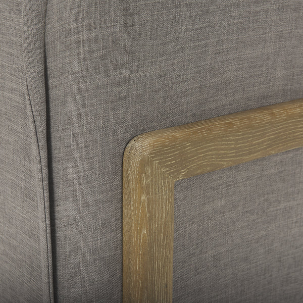Roy II Flint Gray Upholstered and Brown Wood Frame Arm Chair