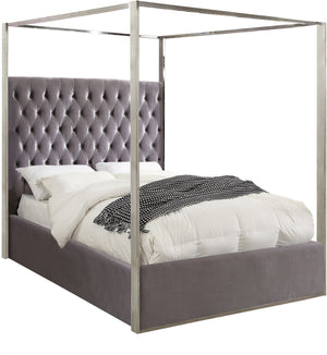 Luz Queen Bed In Grey Velvet