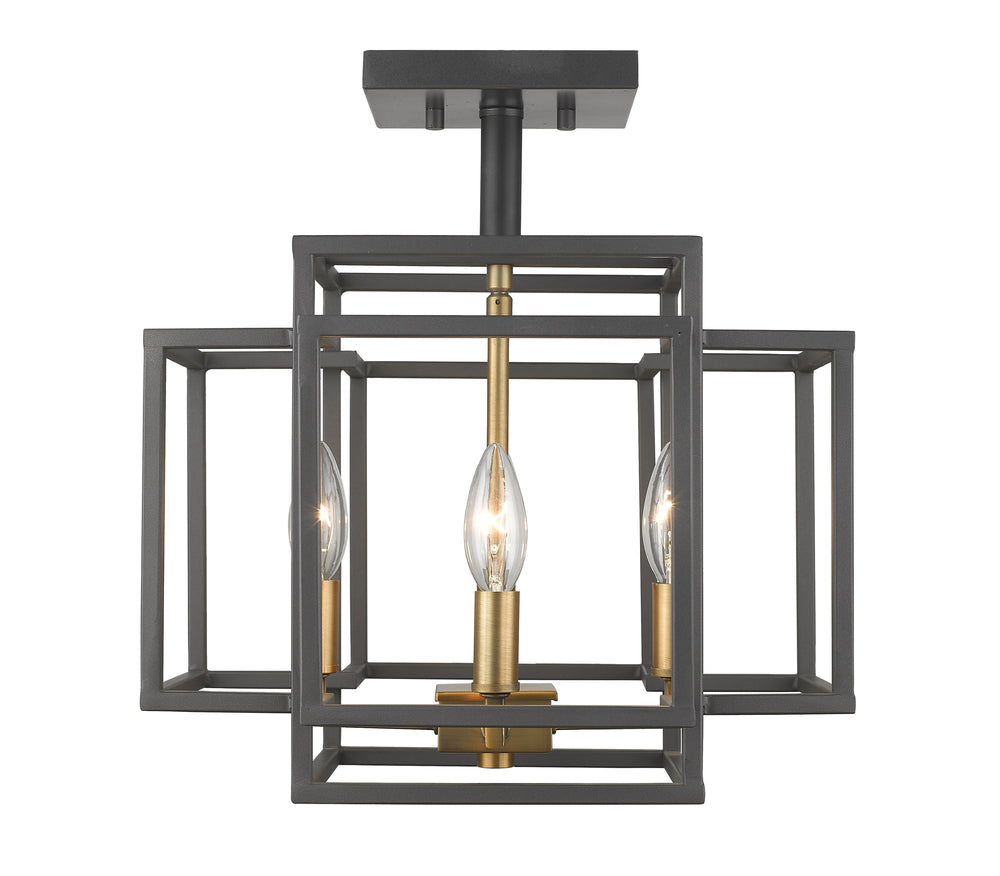Titania 4 Light Semi Flush Mount in Bronze + Olde Brass Finish