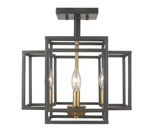 Titania 4 Light Semi Flush Mount in Bronze + Olde Brass Finish