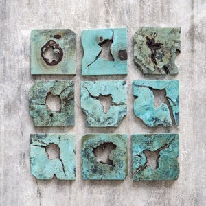 Bahati Wood Wall Décor In Blue, S/9