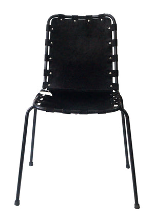 Chair Black Finish Leather On Black