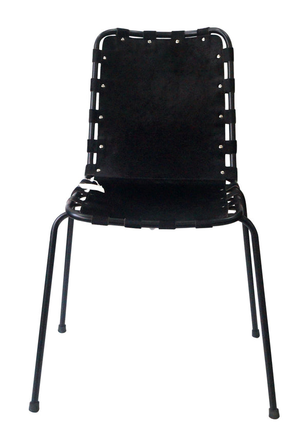 Chair Black Finish Leather On Black