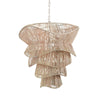 MODERN TIERED ORGANIC PENDANT SPUN IN BLEACHED RATTAN