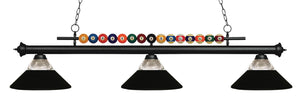 Shark 3 Light Billiard Light in Matte Black Finish