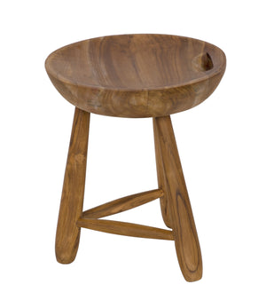 Basel Teak Stool with Clear Coat Semi-Gloss Finish