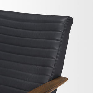 Grosjean Black Leather w/ Black Metal Frame Accent Chair