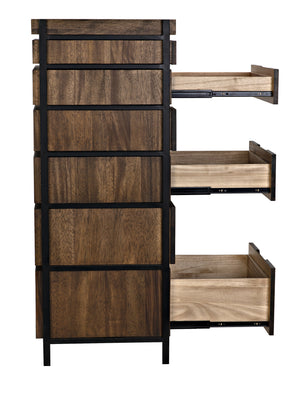 Seoul Tallboy Dark Walnut and Industrial Steel Chest of Drawers
