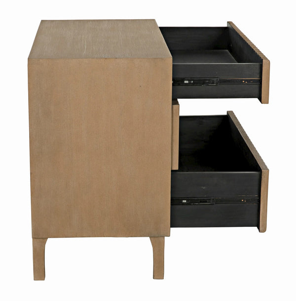 Daryl Mahogany Dresser with Brass Pulls in Weathered Finish