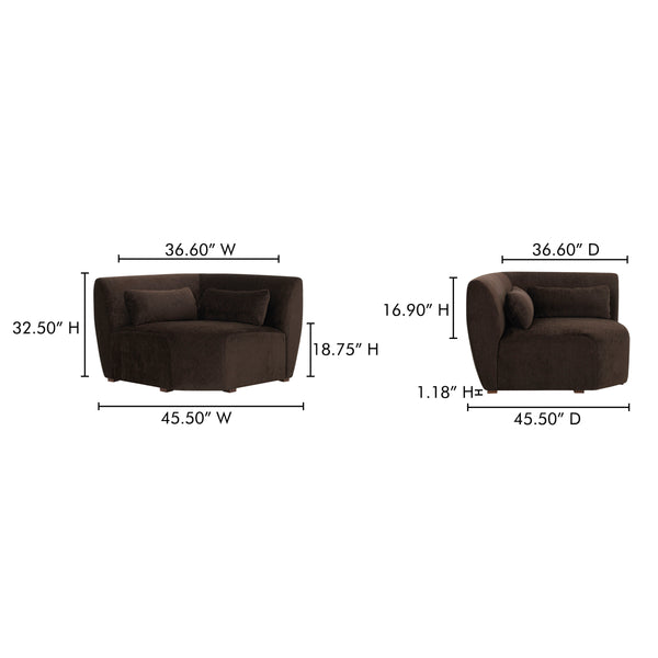 Amelia Corner Chair Espresso with Lumbar Cushion