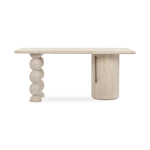 Adir Solid Wood Desk with Sphere Legs in Cream