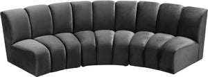 Lynda 3pc. Modular Sectional In Grey Velvet