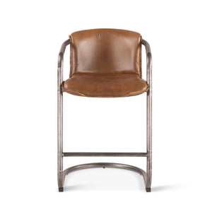 Portofino Distressed Chestnut Leather Counter Chair