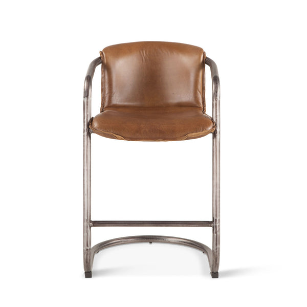 Portofino Distressed Chestnut Leather Counter Chair
