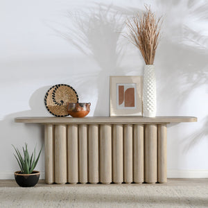 Tiber Solid Wood Console Table in Cream Washed