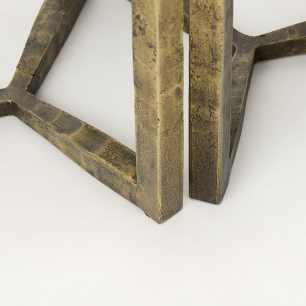 Atticus Marble and Antiqued Gold Metal Nesting Accent Tables (Set of 2)