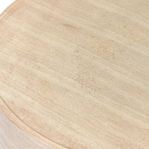 McKenna Outdoor Round Coffee Table – Travertine Finish