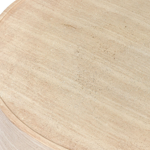 McKenna Outdoor Round Coffee Table – Travertine Finish