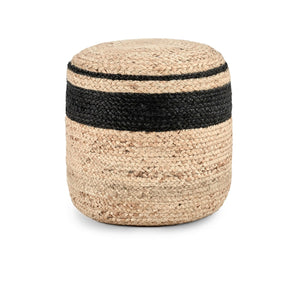 Faro Jute Pouf with Black Contrast Stitching