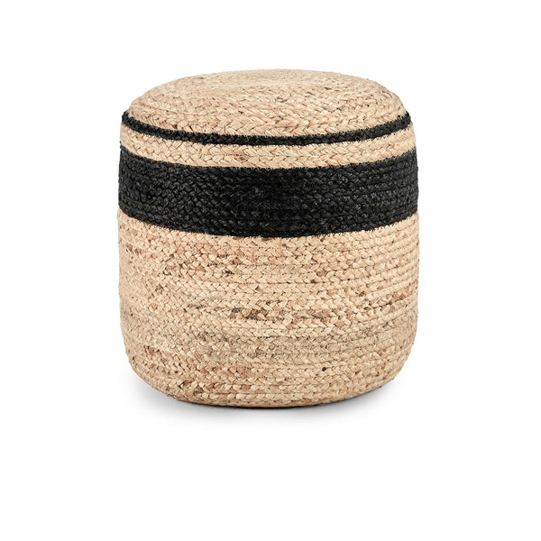 Faro Jute Pouf with Black Contrast Stitching