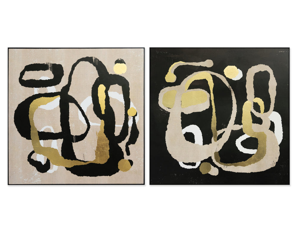 FUN AND WHIMSY (SET OF 2) - 48" X 48" - BLACK FLOATER FRAME