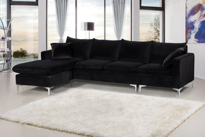 Lucy 2pc. Reversible Sectional In Black Velvet