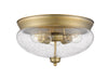 Amon 3 Light Flush Mount in Heritage Brass Finish