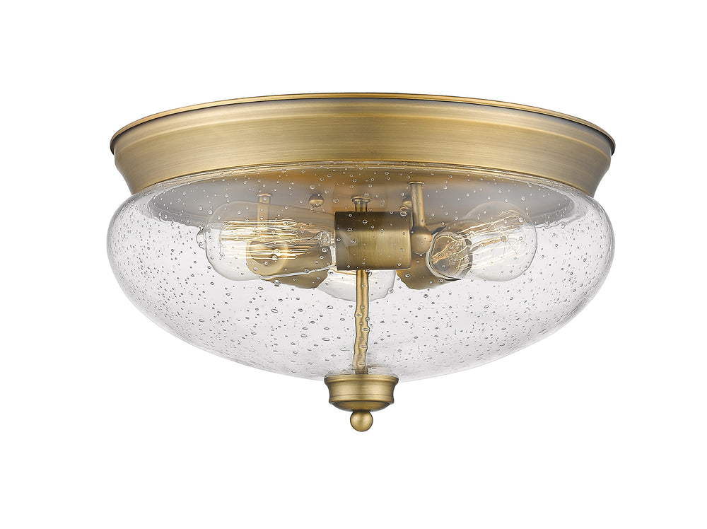 Amon 3 Light Flush Mount in Heritage Brass Finish