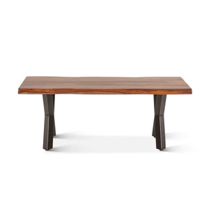 Brisbane 46" Sheesham Wood and Iron Coffee Table, Natural