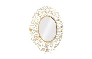 Round Honeycomb Mirror Brass