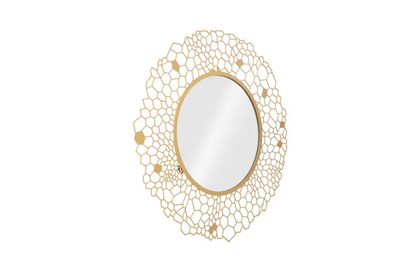 Round Honeycomb Mirror Brass