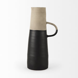 Garand Large 18.8H Two-Toned Black/Natural Ceramic Jug