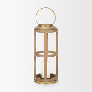 Andy II Small Natural Wood Cylindrical Lantern