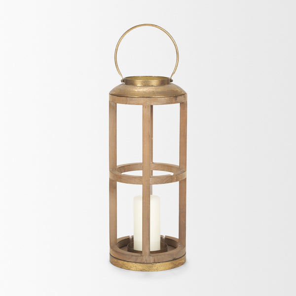 Andy II Small Natural Wood Cylindrical Lantern