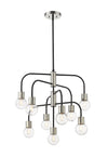 Neutra 9 Light Chandelier in Matte Black + Polished Nickel Finish