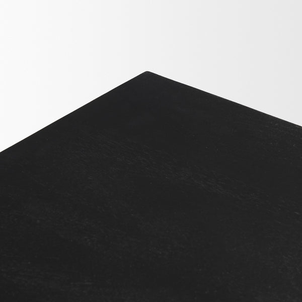Tarro 84" Rectangular Textured Black Wood w/ Geometrical Base Dining Table